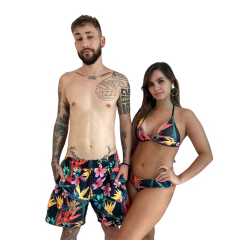 Kit Mozão Shorts e Biquini Asa Delta Floral Colorido - comprar online