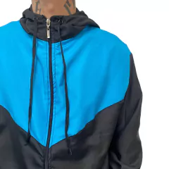 Corta Vento Masculina Preto e Azul Claro Lisa - comprar online