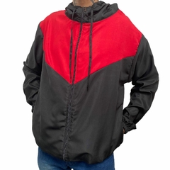 Corta Vento Masculina Preto e Vermelho Lisa