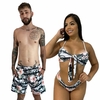 Kit Mozão Shorts PROMOCIONAL e Biquini de Laço Floral Listrado
