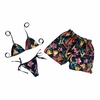 Kit Mozão Shorts e Biquini Cortininha Floral Colorido