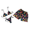 Kit Mozão Shorts e Biquini Cortininha Floral Colorido