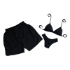 Kit Shorts Masculino Preto Liso e Biquíni Asa Delta Preto