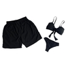 Kit Shorts Masculino Preto Liso e Biquíni Laço Preto