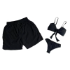 Kit Shorts Masculino Preto Liso e Biquíni Laço Preto