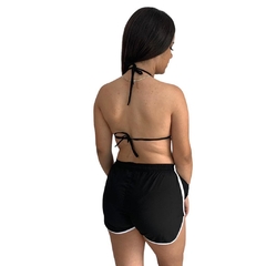 Kit Shorts Feminino Preto Liso e Biquíni Asa Delta Preto na internet