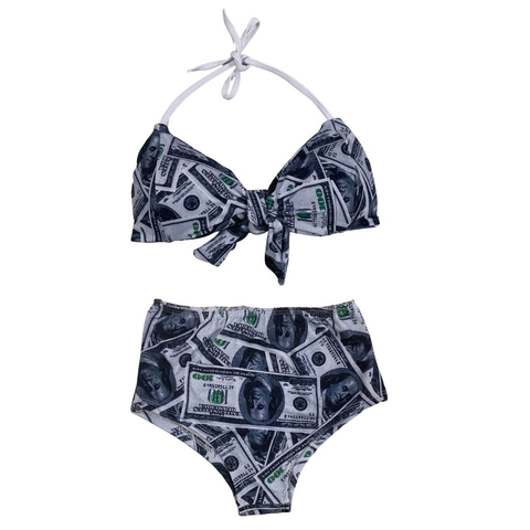 Biquíni Laço Cintura Alta/ Hot Pants / Plus Size DOLAR