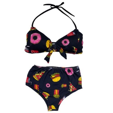 Biquíni Laço Cintura Alta/ Hot Pants / Plus Size FOOD