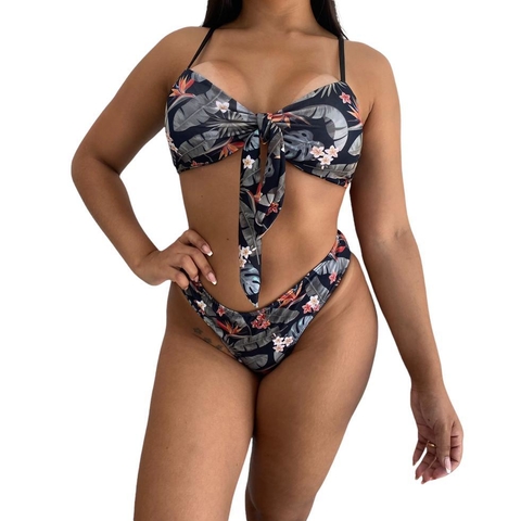 Biquíni Laço Floral Verde