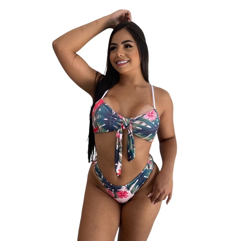 Biquíni Laço Floral Vermelho