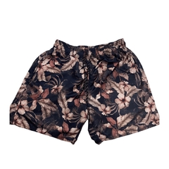 Shorts Summer Masculino Floral Negro