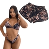 Kit Shorts Feminino e Biquini Asa Delta Floral Negro