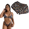 Kit Shorts Feminino e Biquini Asa Delta Floral Verde