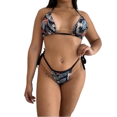 Kit Shorts Feminino e Biquini Cortininha Floral Verde - comprar online