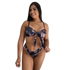 Kit Shorts Feminino e Biquini Laço Floral Negro - comprar online