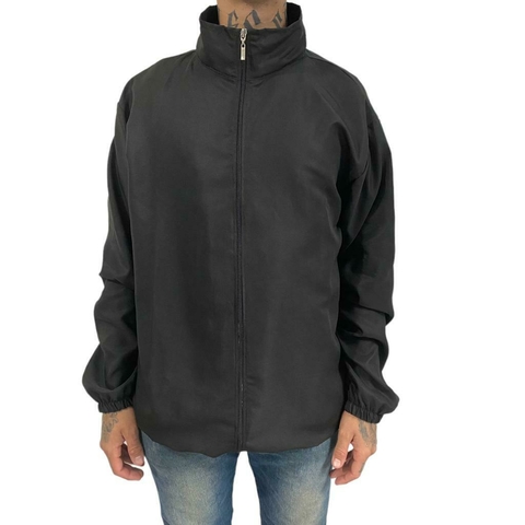 Corta Vento Masculina Preta Lisa Sem Capuz