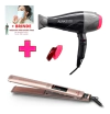 Kit Secador De Cabelo 110v - 2300w + Prancha Led Ouro Rosa