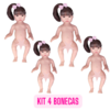 Kit 4 Boneca Reborn Nua Com Cabelo Longo Cabeça Braços Pernas e Corpinho de Vinil Siliconado Small SidNyl Para Rebornear