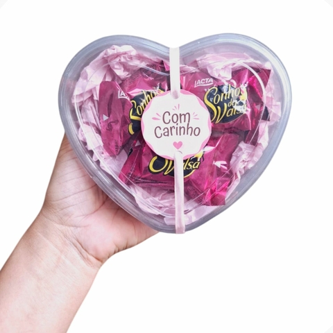 Lembrancinha De Chocolate Presente No Coração De Acetato Feliz Páscoa Dia Mães Natal Niver Mulher - comprar online