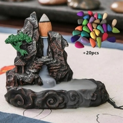 Queimador de Incenso Refluxo de Aroma Resina Aromaterapia Decoração Para Casa Escritório + 20 Cones de Incenso - comprar online