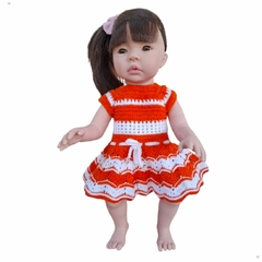 Roupinha Vestido de Crochê Feito a Mão Para Bonecas Tamanho 50 a 53cm Baby Kiss Bebê Reborn - Importados da Malu