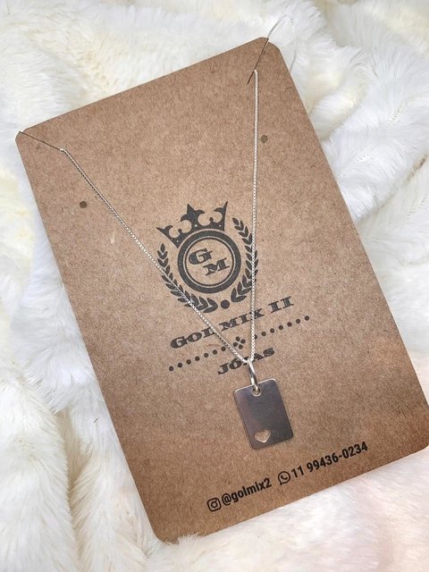 Colar Placa Coração Vazado - Prata 925