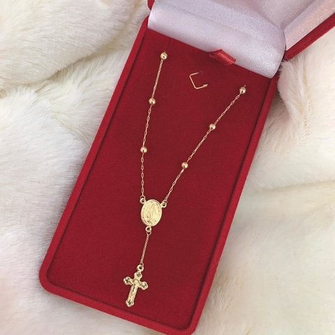 Gargantilha Terço 45CM Ouro 18K