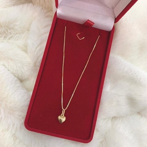 Gargantilha com Pingente de Coração 60CM Ouro 18K