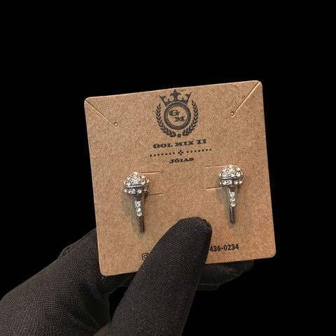 Brinco Microfone Cravejado com 17 Pedras Zircônias