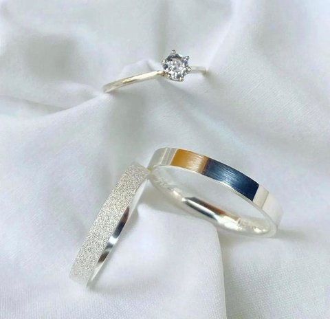 Aliança 5mm 1 Polida e 1 Diamantada Prata 950