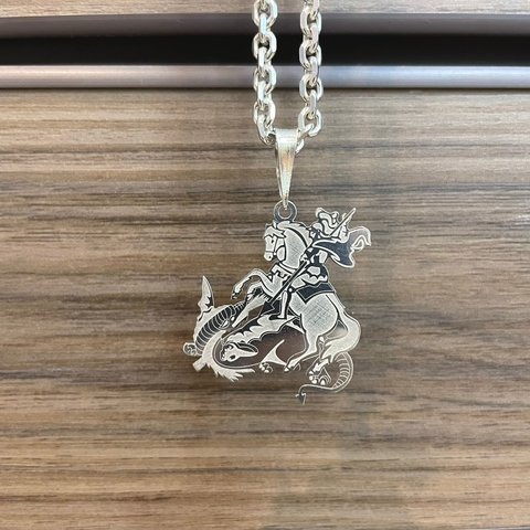 Pingente São Jorge 3,5X2,8cm Gravação a Laser Prata Legítima 925 - comprar online
