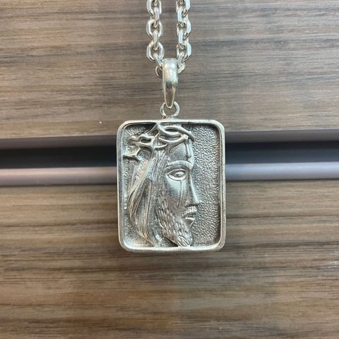 Pingente Face de Cristo Quadrado 3,3X2,6cm Prata Legítima 925 - comprar online