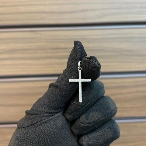 Pingente Cruz Cravejada 2,5X1,7cm Prata Legítima 925 - comprar online