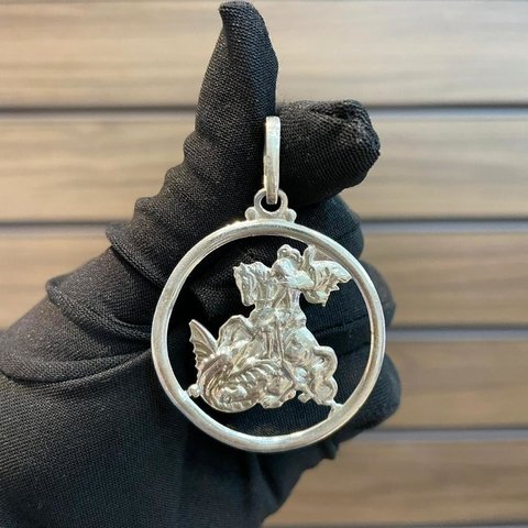 Pingente São Jorge 4X4cm Prata Legítima 925 - comprar online