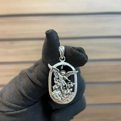 Pingente São Miguel Arcanjo 2X2,7cm Prata Legítima 925 - comprar online