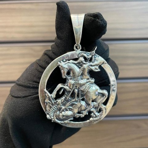 Pingente São Jorge 6X5,2cm Prata Legítima 925 - comprar online
