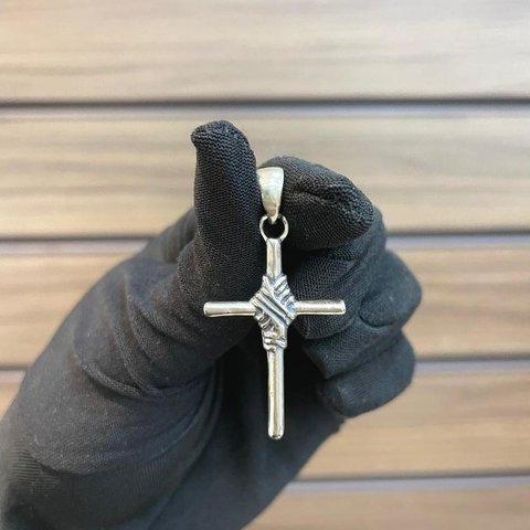 Pingente Cruz Amarrada 3,3X2,3cm Prata Legítima 925 - comprar online