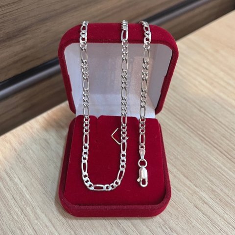 Corrente 3 por 1 60cm 3mm Prata Legítima 925