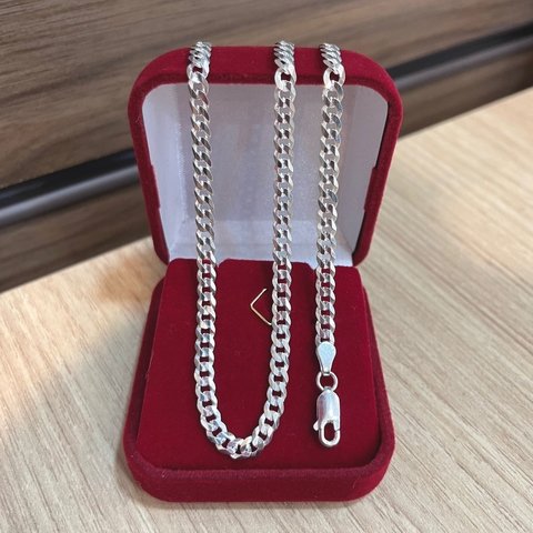 Corrente Grumet 70cm 4mm Prata Legítima 925