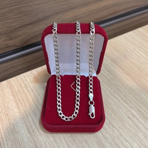 Corrente Grumet 70cm 4mm Prata Legítima 925