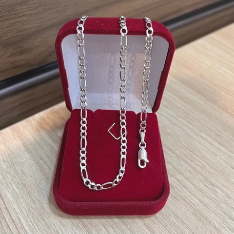 Corrente 3 por 1 60cm 3mm Prata Legítima 925