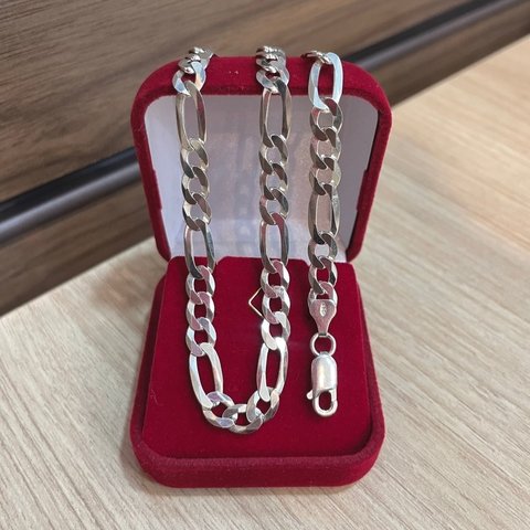 Corrente 3 por 1 70cm 7mm Prata Legítima 925