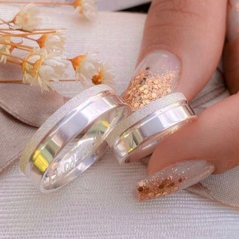 Aliança 6mm Detalhe Diamantado Prata 950