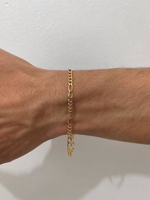 Pulseira Elo 4 por 2 3mm Banhada a Ouro 18K