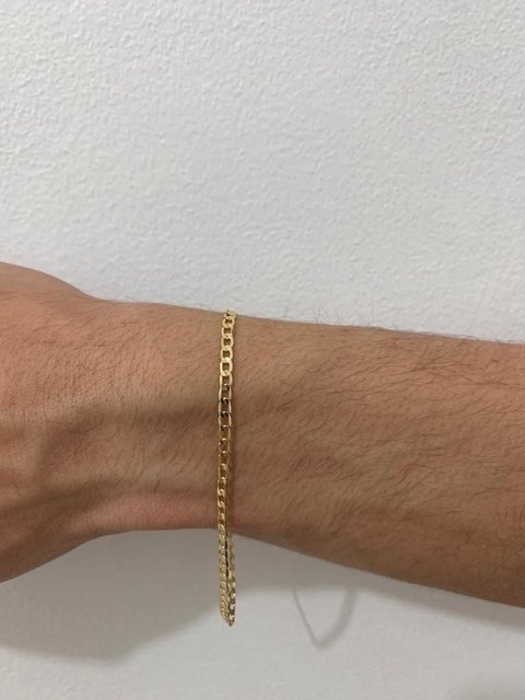 Pulseira Grumet Laminada 4mm Banhada a Ouro 18K