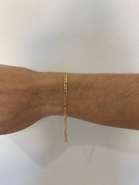 Pulseira Elo 3 por 1 3mm Banhada a Ouro 18K