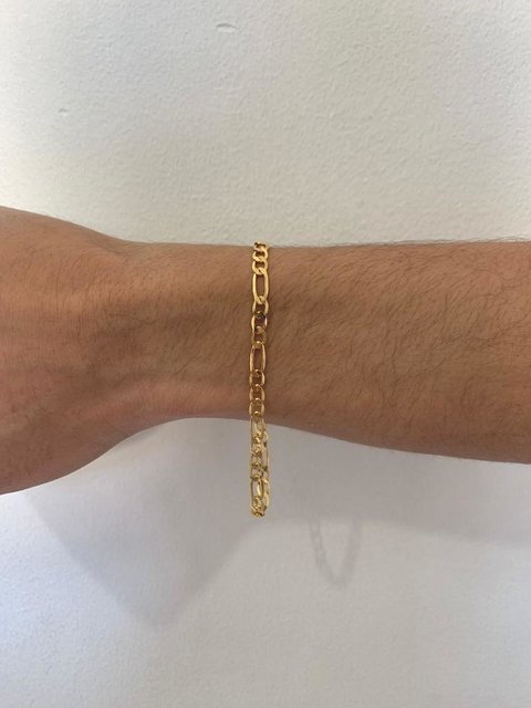 Pulseira Elo 3 por 1 4mm Banhada a Ouro 18K