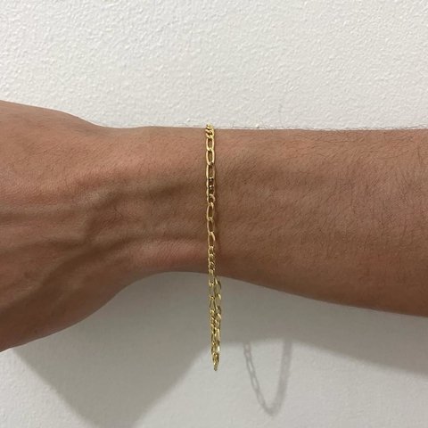 Pulseira Elo 3 por 3 3mm Banhada a Ouro 18K