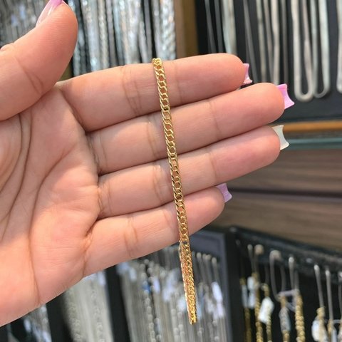 Pulseira Elo Duplo 21cm 3mm Banhada a Ouro 18K