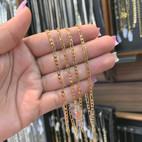 Pulseira 3 por 1 21cm 3mm Banhada a Ouro 18K